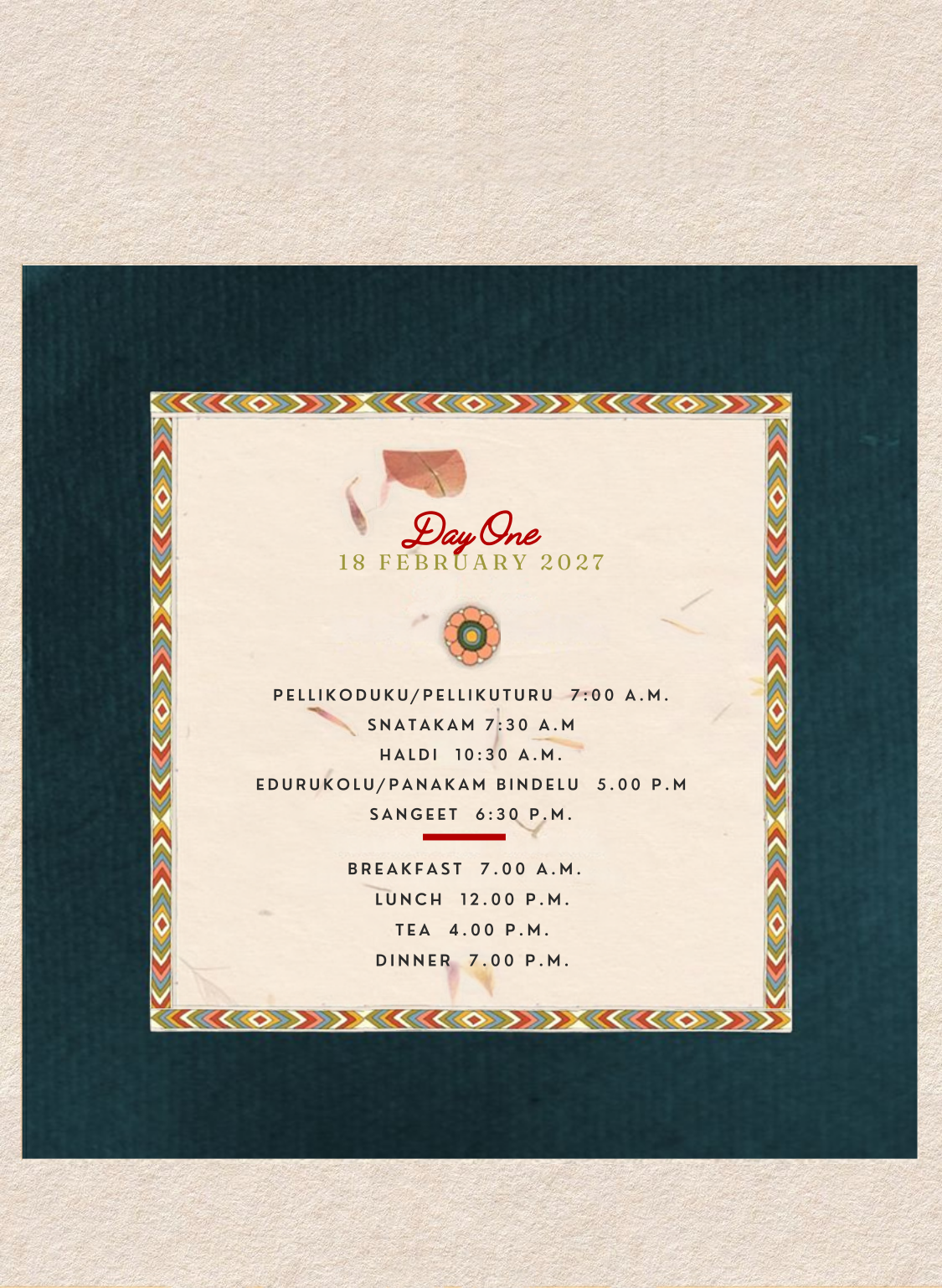 Event schedule — Day One — 18 February 2027